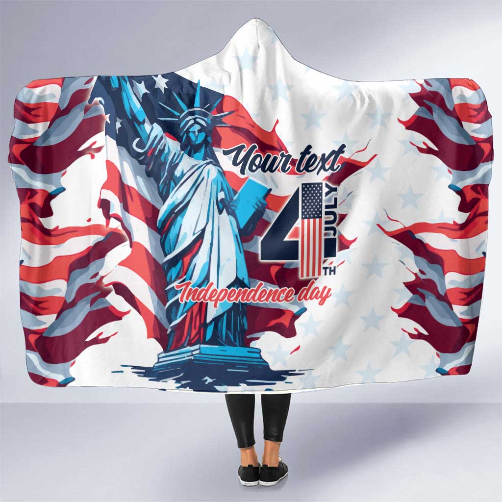 Personalized United States Independence Day Hooded Blanket Statue of Liberty Happy 4th Of July