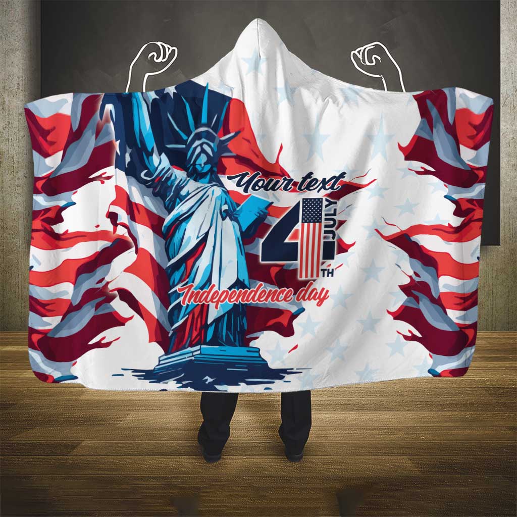 Personalized United States Independence Day Hooded Blanket Statue of Liberty Happy 4th Of July