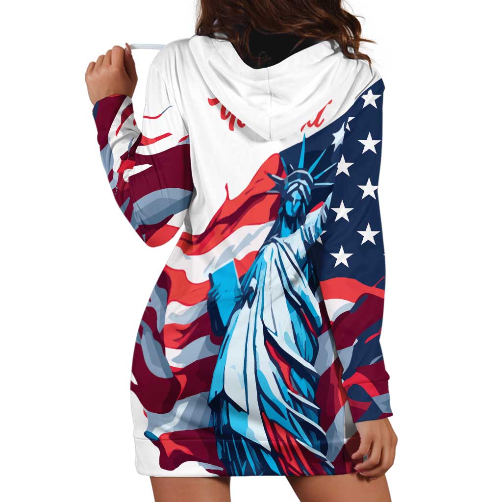 Personalized United States Independence Day Hoodie Dress Statue of Liberty Happy 4th Of July - Wonder Print Shop