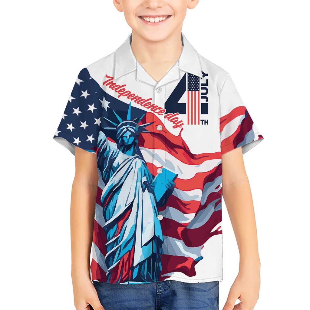 Personalized United States Independence Day Kid Hawaiian Shirt Statue of Liberty Happy 4th Of July - Wonder Print Shop