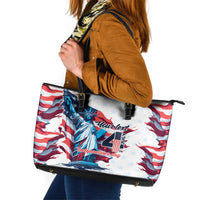 Personalized United States Independence Day Leather Tote Bag Statue of Liberty Happy 4th Of July - Wonder Print Shop