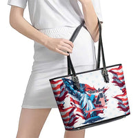 Personalized United States Independence Day Leather Tote Bag Statue of Liberty Happy 4th Of July - Wonder Print Shop