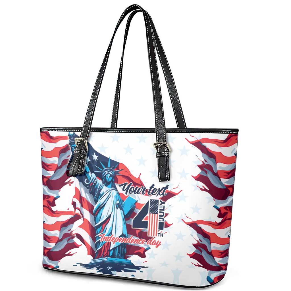 Personalized United States Independence Day Leather Tote Bag Statue of Liberty Happy 4th Of July - Wonder Print Shop