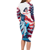 Personalized United States Independence Day Long Sleeve Bodycon Dress Statue of Liberty Happy 4th Of July - Wonder Print Shop