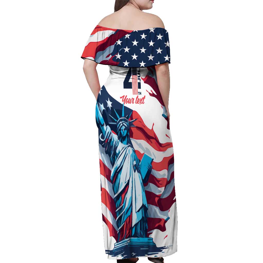 Personalized United States Independence Day Off Shoulder Maxi Dress Statue of Liberty Happy 4th Of July - Wonder Print Shop