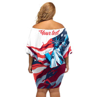 Personalized United States Independence Day Off Shoulder Short Dress Statue of Liberty Happy 4th Of July - Wonder Print Shop