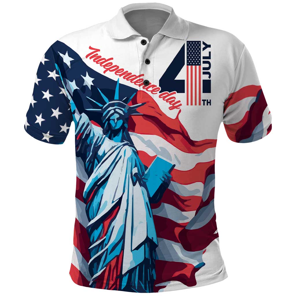 Personalized United States Independence Day Polo Shirt Statue of Liberty Happy 4th Of July - Wonder Print Shop