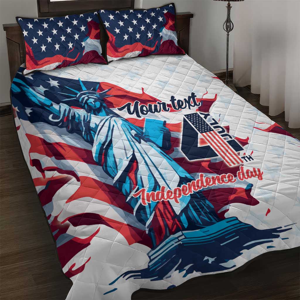 Personalized United States Independence Day Quilt Bed Set Statue of Liberty Happy 4th Of July - Wonder Print Shop