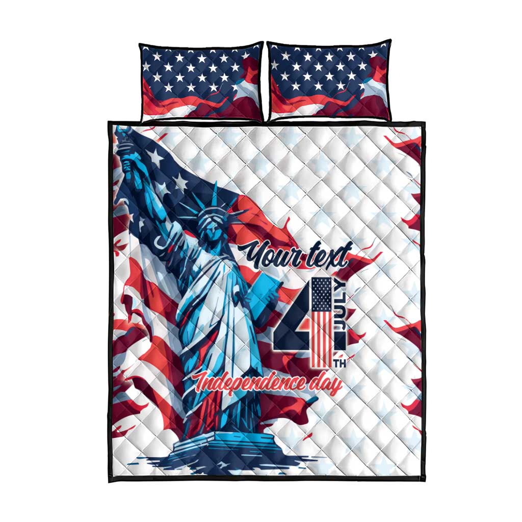 Personalized United States Independence Day Quilt Bed Set Statue of Liberty Happy 4th Of July - Wonder Print Shop