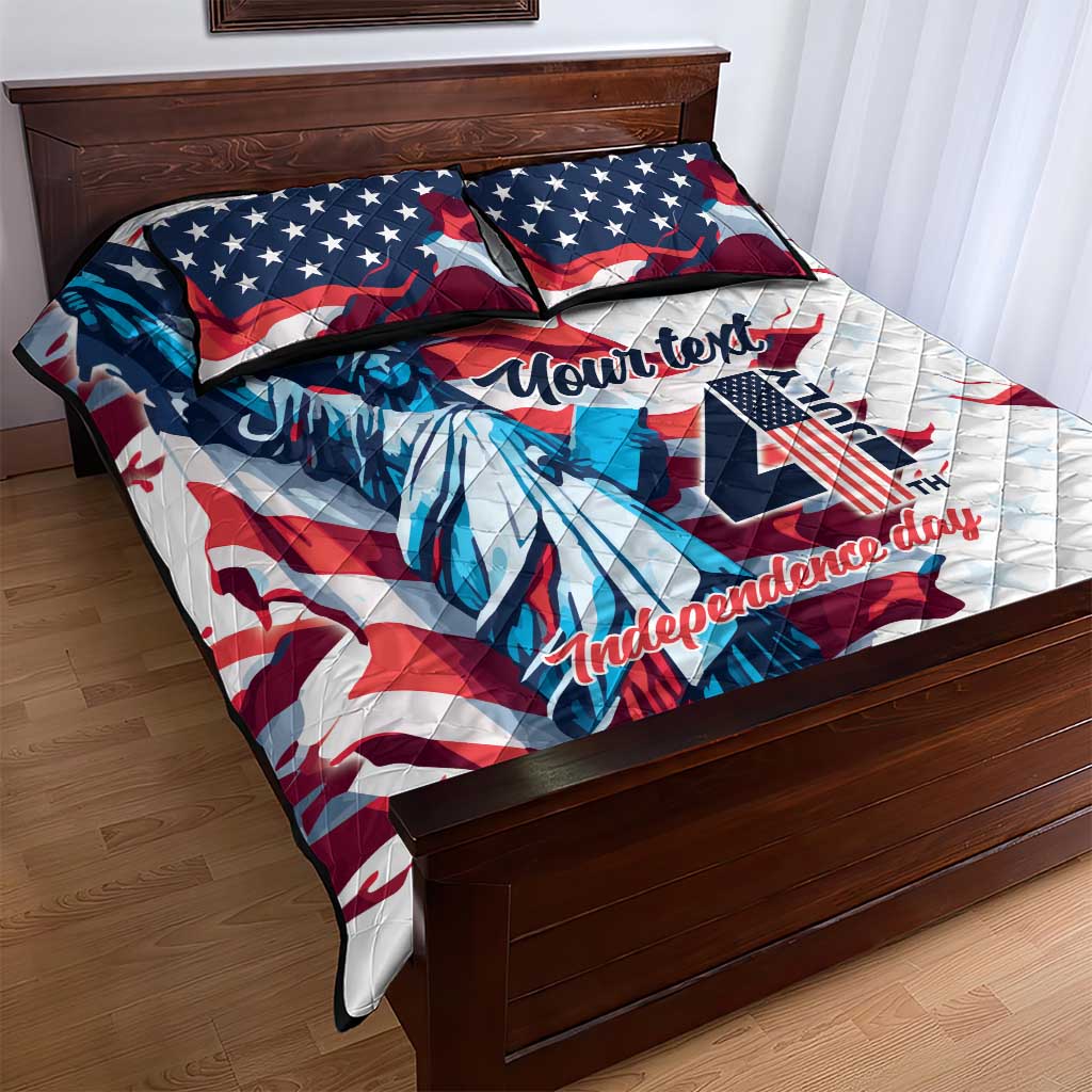 Personalized United States Independence Day Quilt Bed Set Statue of Liberty Happy 4th Of July - Wonder Print Shop