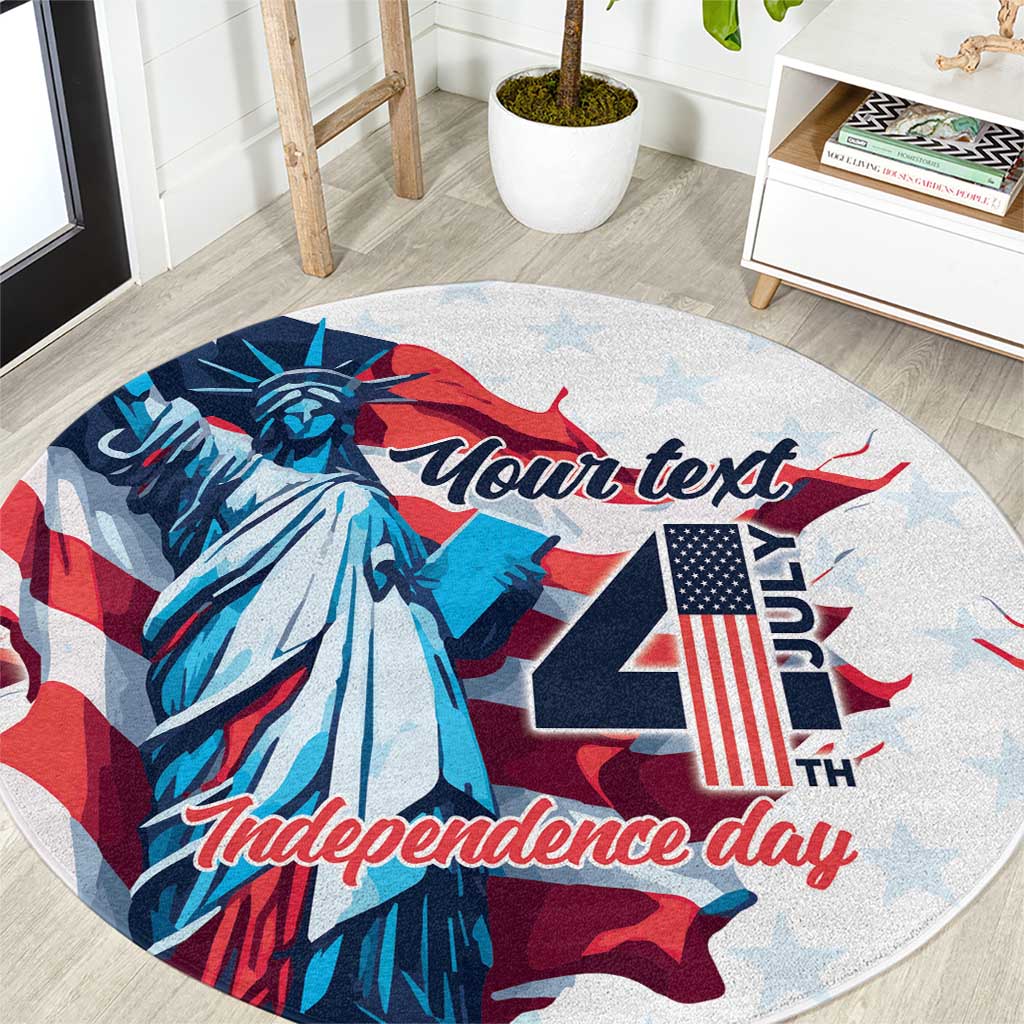 Personalized United States Independence Day Round Carpet Statue of Liberty Happy 4th Of July
