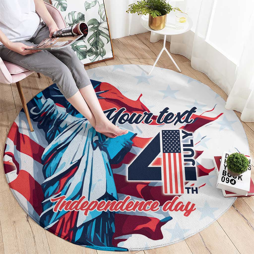 Personalized United States Independence Day Round Carpet Statue of Liberty Happy 4th Of July
