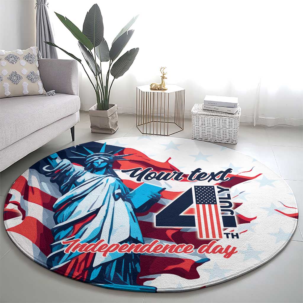 Personalized United States Independence Day Round Carpet Statue of Liberty Happy 4th Of July