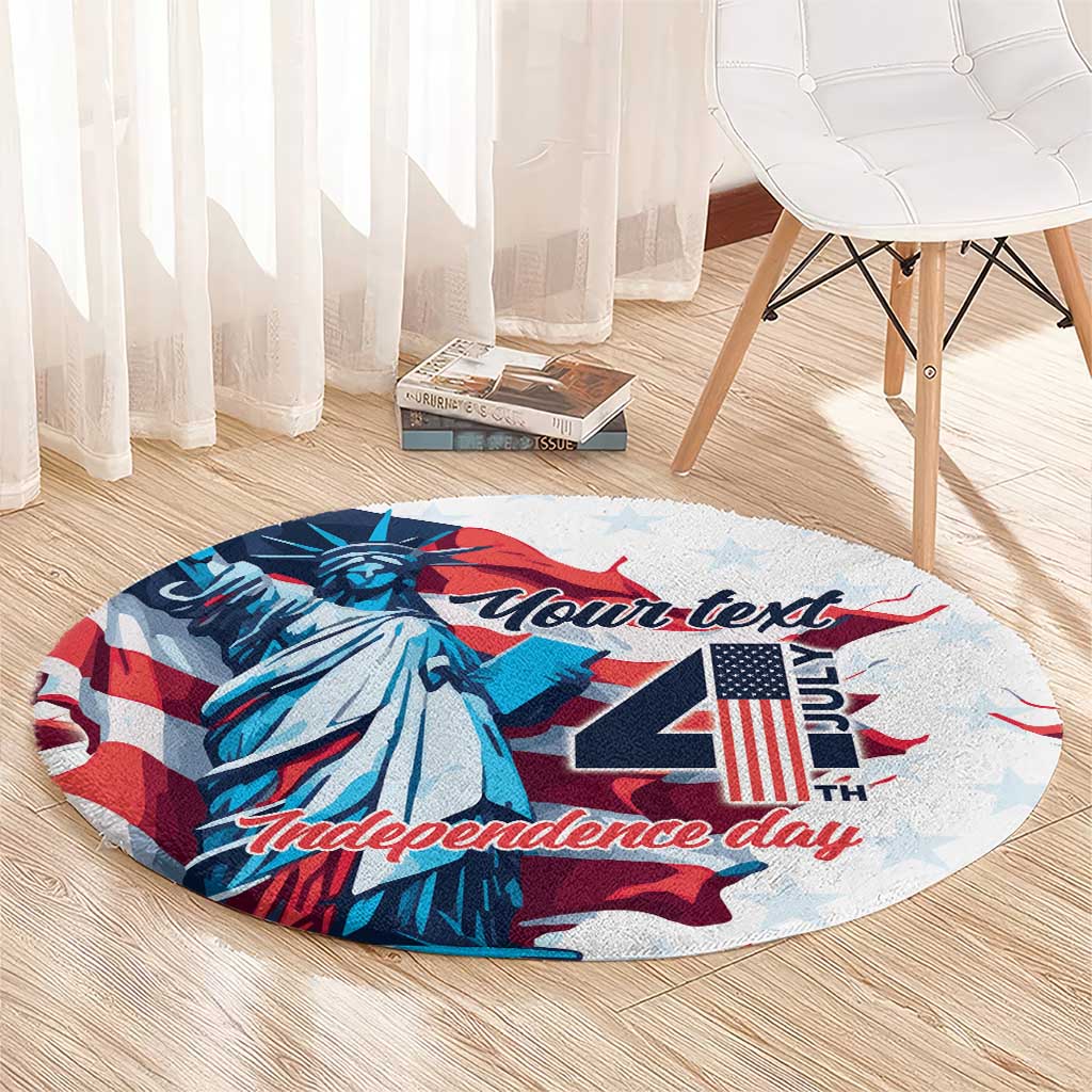 Personalized United States Independence Day Round Carpet Statue of Liberty Happy 4th Of July