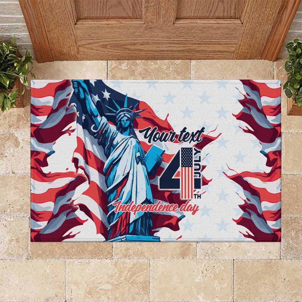 Personalized United States Independence Day Rubber Doormat Statue of Liberty Happy 4th Of July - Wonder Print Shop