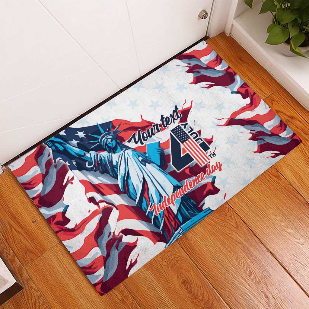 Personalized United States Independence Day Rubber Doormat Statue of Liberty Happy 4th Of July - Wonder Print Shop