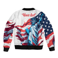 Personalized United States Independence Day Sleeve Zip Bomber Jacket Statue of Liberty Happy 4th Of July - Wonder Print Shop