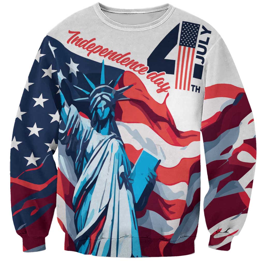 Personalized United States Independence Day Sweatshirt Statue of Liberty Happy 4th Of July - Wonder Print Shop