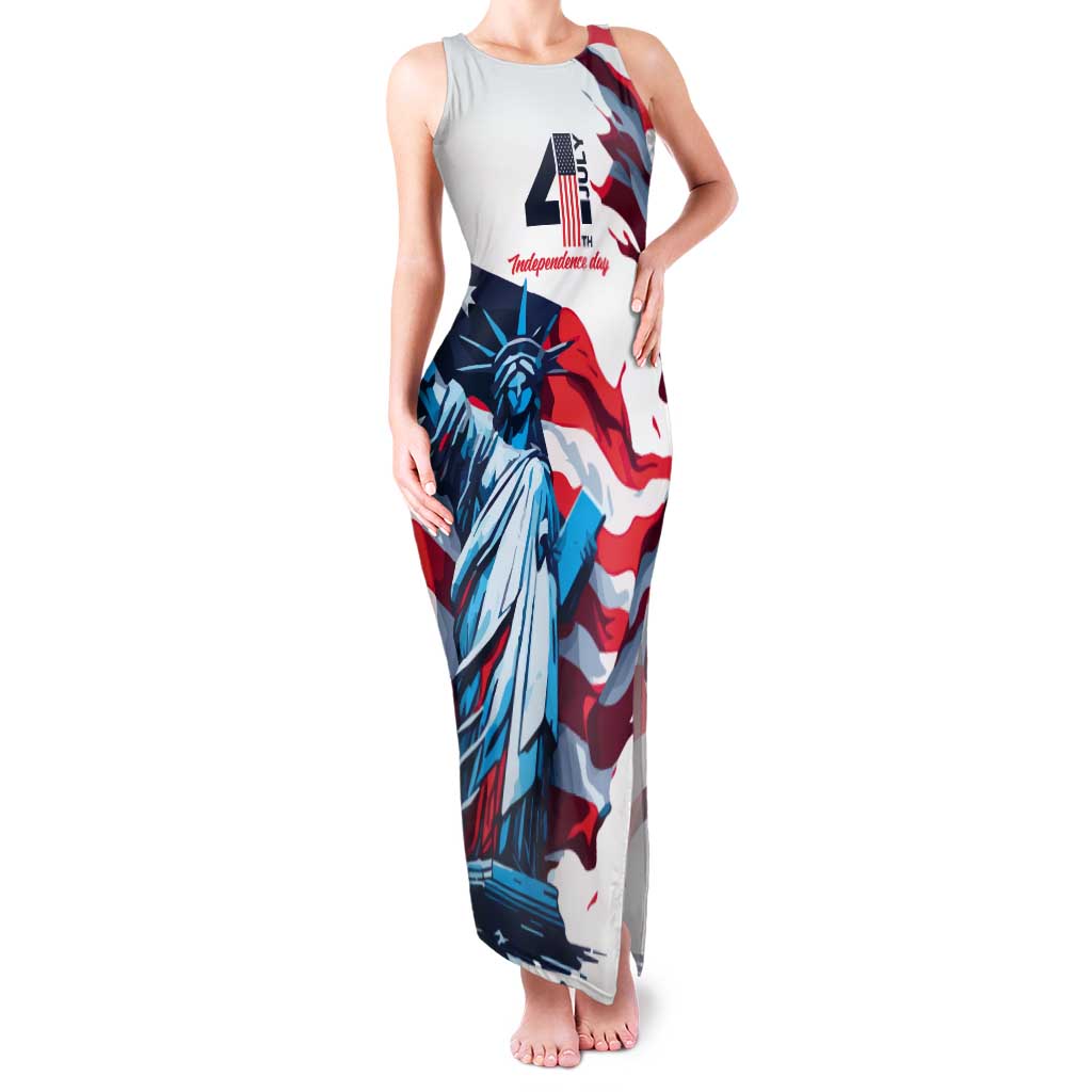 Personalized United States Independence Day Tank Maxi Dress Statue of Liberty Happy 4th Of July - Wonder Print Shop