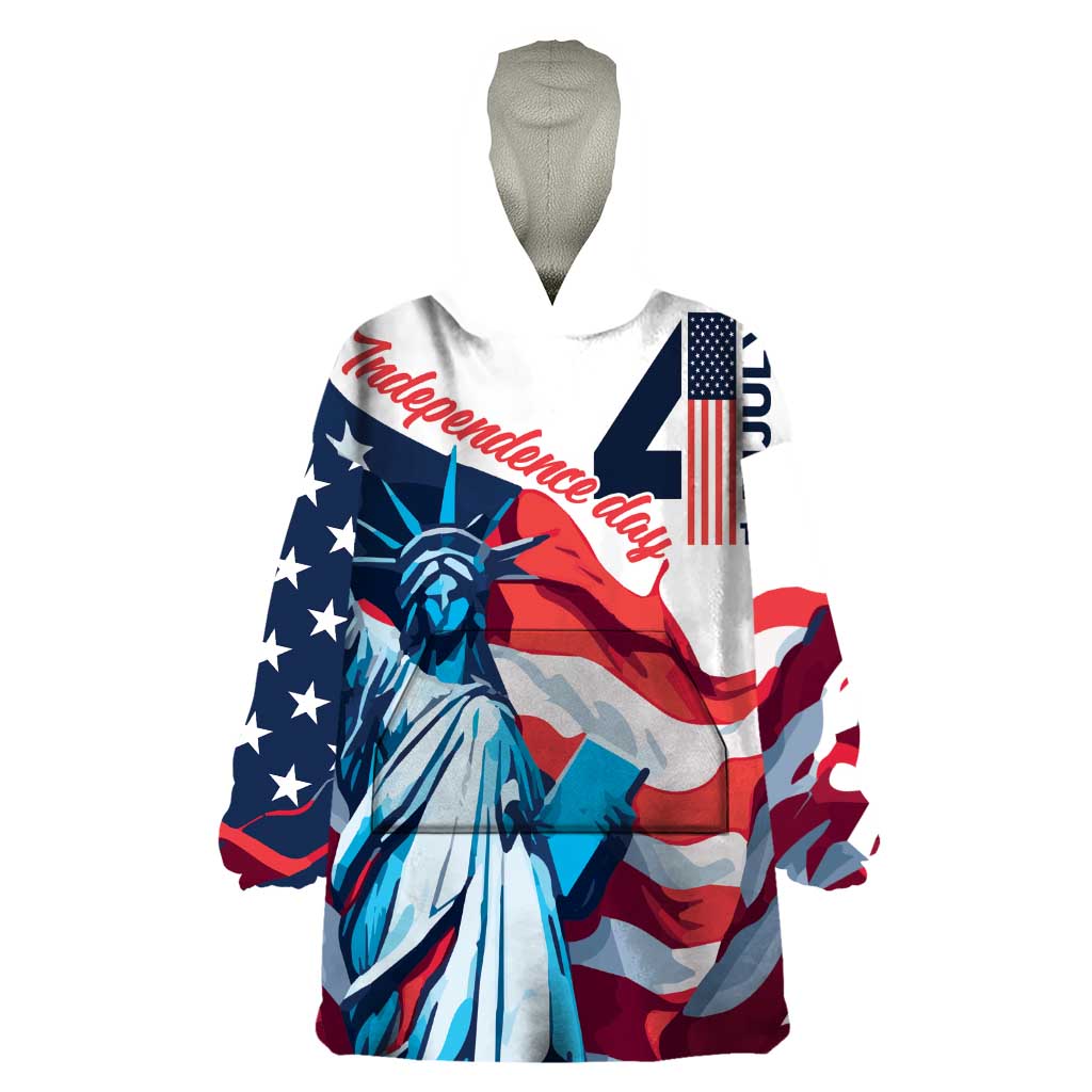 Personalized United States Independence Day Wearable Blanket Hoodie Statue of Liberty Happy 4th Of July - Wonder Print Shop