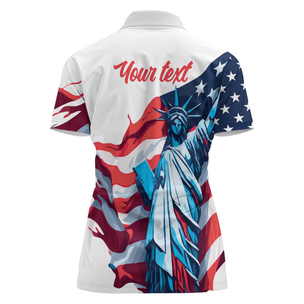 Personalized United States Independence Day Women Polo Shirt Statue of Liberty Happy 4th Of July - Wonder Print Shop
