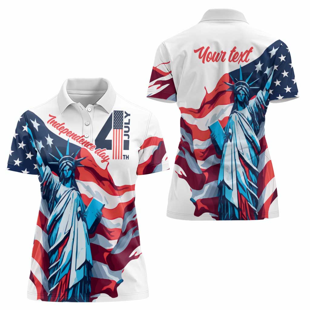 Personalized United States Independence Day Women Polo Shirt Statue of Liberty Happy 4th Of July - Wonder Print Shop