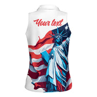 Personalized United States Independence Day Women Sleeveless Polo Shirt Statue of Liberty Happy 4th Of July - Wonder Print Shop
