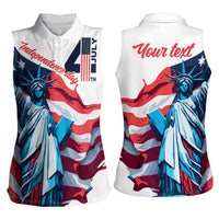 Personalized United States Independence Day Women Sleeveless Polo Shirt Statue of Liberty Happy 4th Of July - Wonder Print Shop