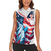 Personalized United States Independence Day Women Sleeveless Polo Shirt Statue of Liberty Happy 4th Of July - Wonder Print Shop