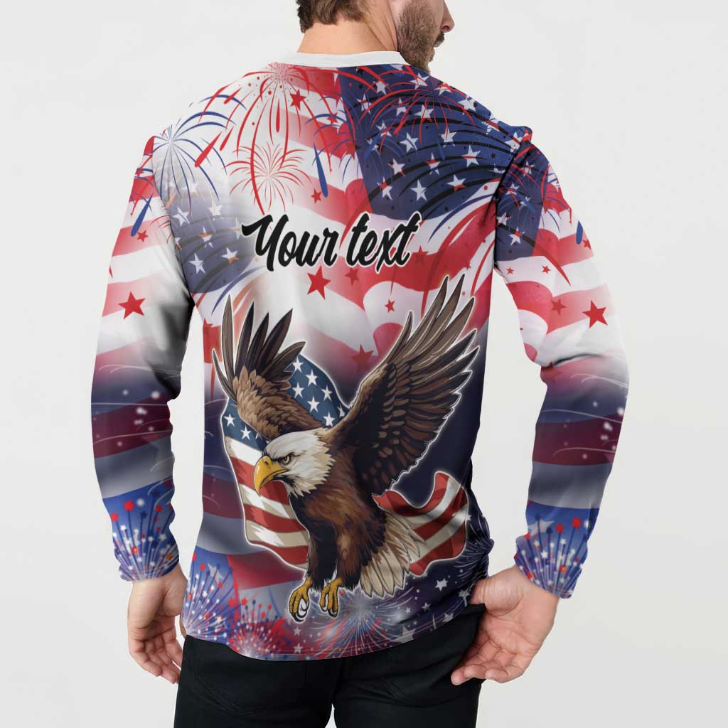 Personalized American Eagles 4th of July Button Sweatshirt USA Independence Day LT9 - Wonder Print Shop