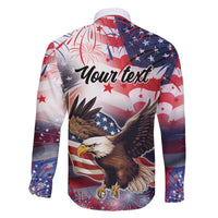 Personalized American Eagles 4th of July Family Matching Off The Shoulder Long Sleeve Dress and Hawaiian Shirt USA Independence Day - Wonder Print Shop