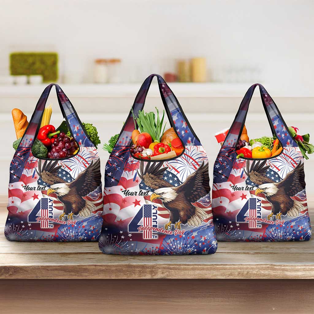Personalized American Eagles 4th of July Grocery Bag USA Independence Day