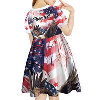 Personalized American Eagles 4th of July Kid Short Sleeve Dress USA Independence Day - Wonder Print Shop