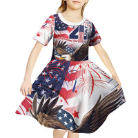 Personalized American Eagles 4th of July Kid Short Sleeve Dress USA Independence Day - Wonder Print Shop