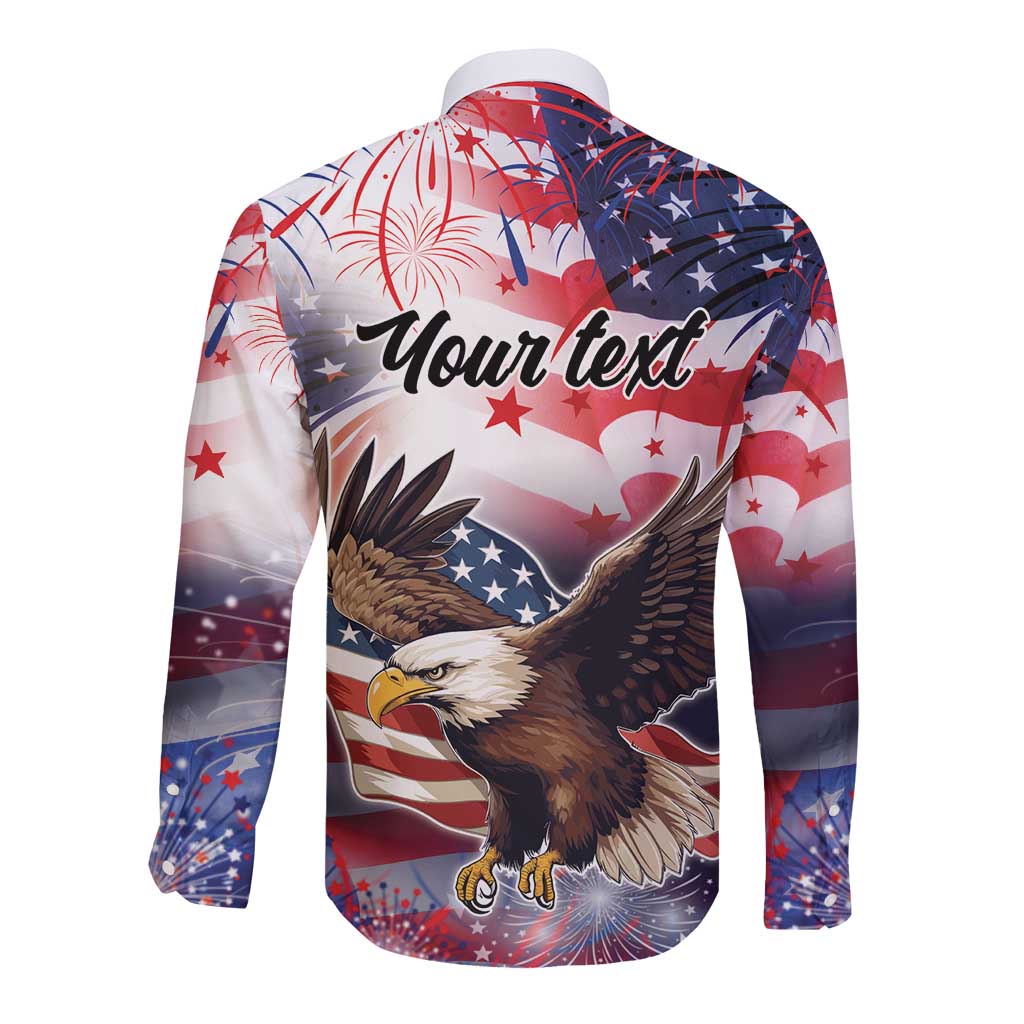 Personalized American Eagles 4th of July Long Sleeve Button Shirt USA Independence Day - Wonder Print Shop