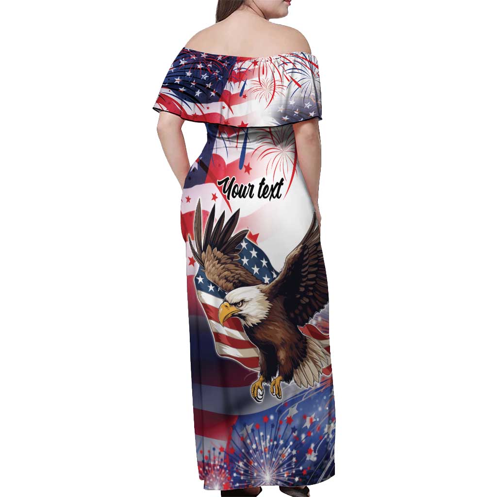 Personalized American Eagles 4th of July Off Shoulder Maxi Dress USA Independence Day - Wonder Print Shop