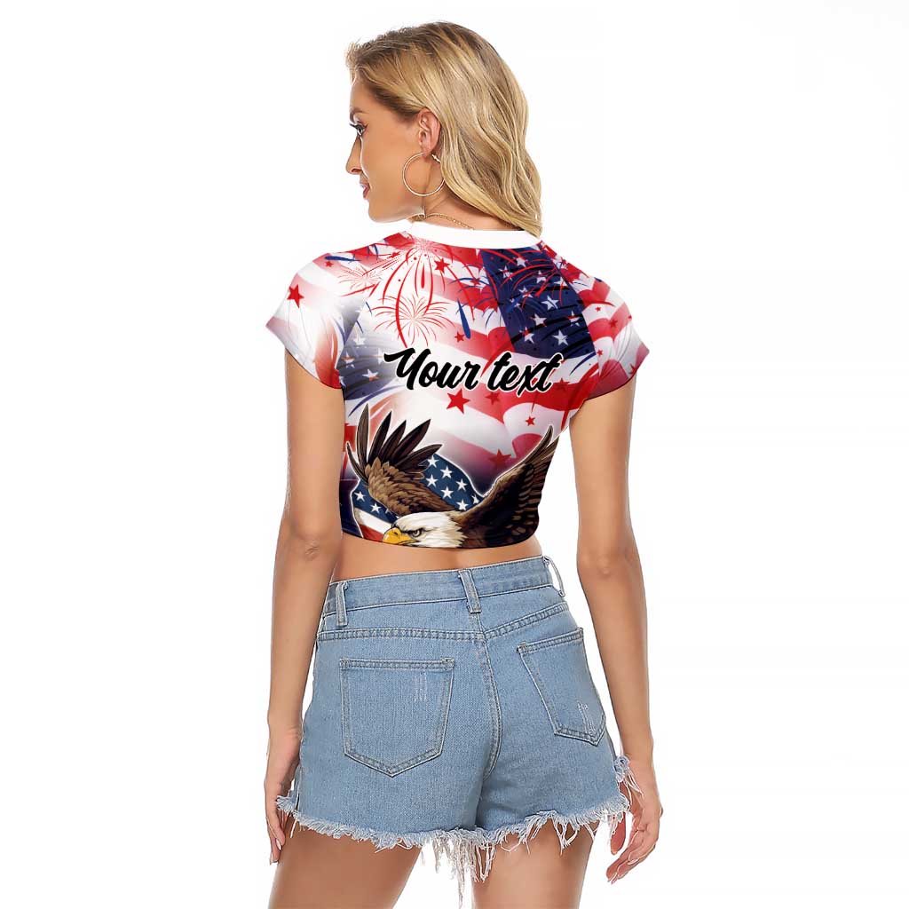 Personalized American Eagles 4th of July Raglan Cropped T Shirt USA Independence Day - Wonder Print Shop