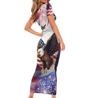 Personalized American Eagles 4th of July Short Sleeve Bodycon Dress USA Independence Day - Wonder Print Shop