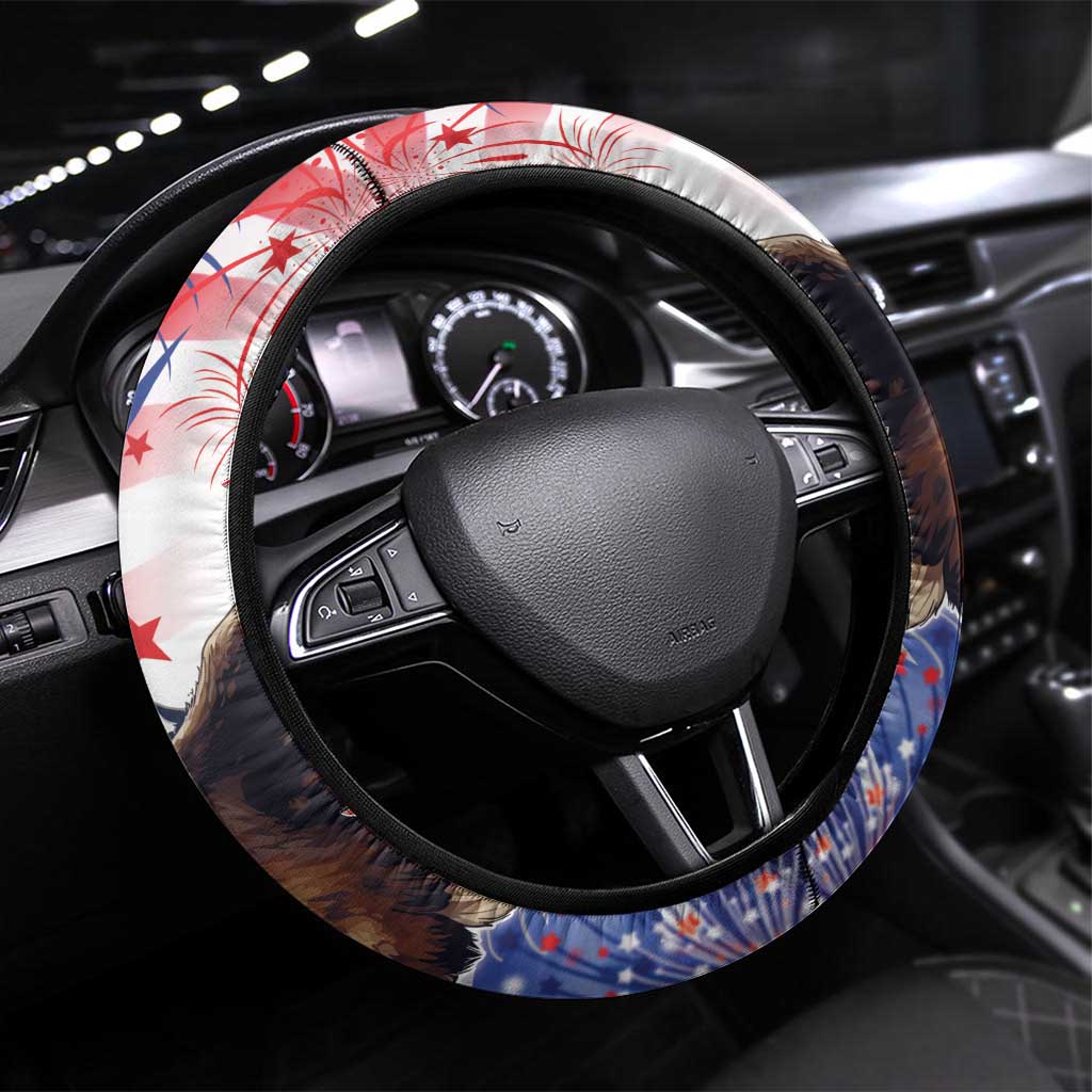 American Eagles 4th of July Steering Wheel Cover USA Independence Day - Wonder Print Shop