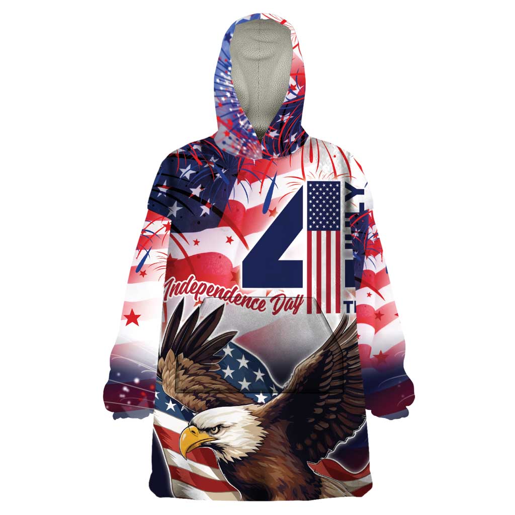 Personalized American Eagles 4th of July Wearable Blanket Hoodie USA Independence Day - Wonder Print Shop