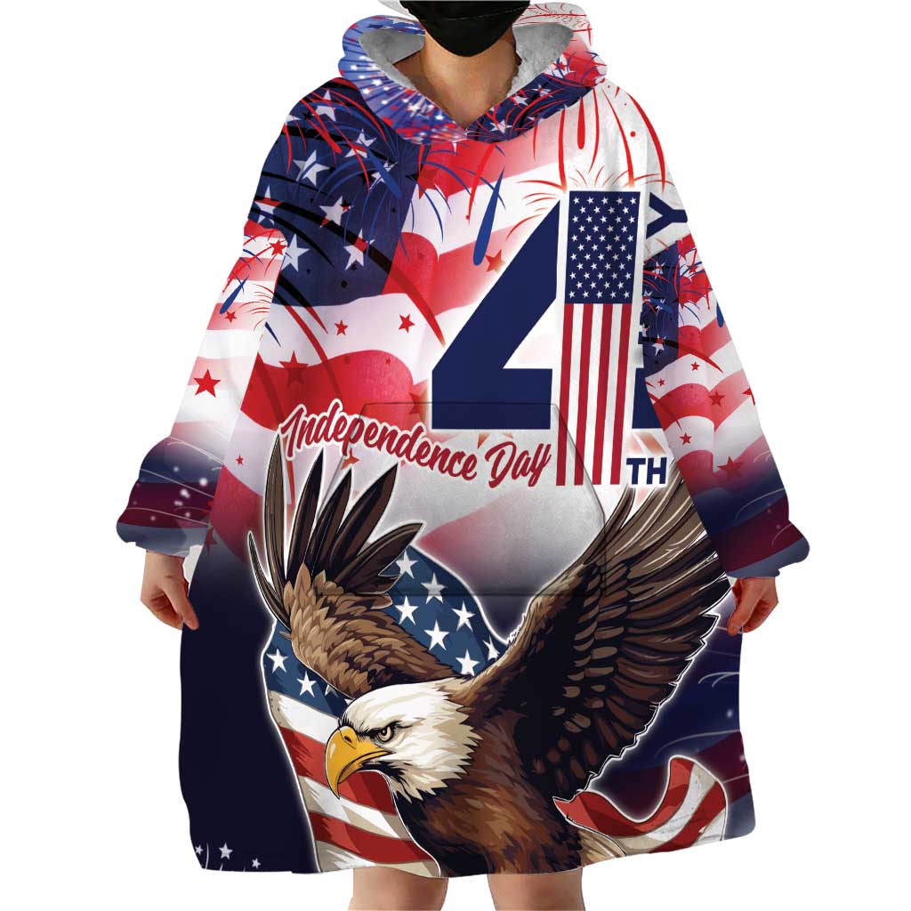 Personalized American Eagles 4th of July Wearable Blanket Hoodie USA Independence Day - Wonder Print Shop