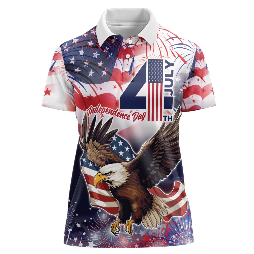 Personalized American Eagles 4th of July Women Polo Shirt USA Independence Day - Wonder Print Shop