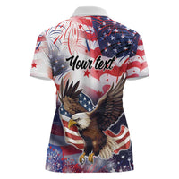 Personalized American Eagles 4th of July Women Polo Shirt USA Independence Day - Wonder Print Shop