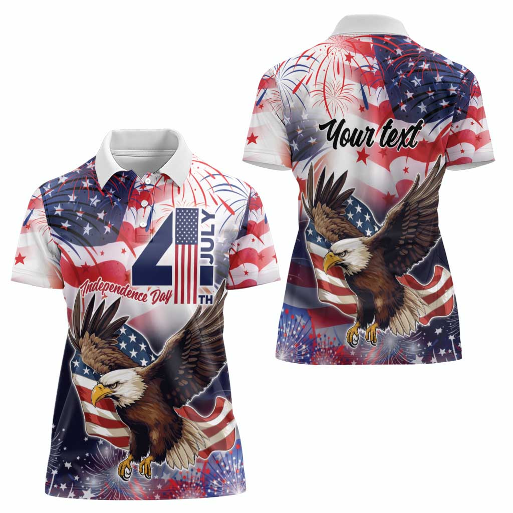 Personalized American Eagles 4th of July Women Polo Shirt USA Independence Day - Wonder Print Shop