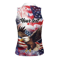 Personalized American Eagles 4th of July Women Sleeveless Polo Shirt USA Independence Day - Wonder Print Shop