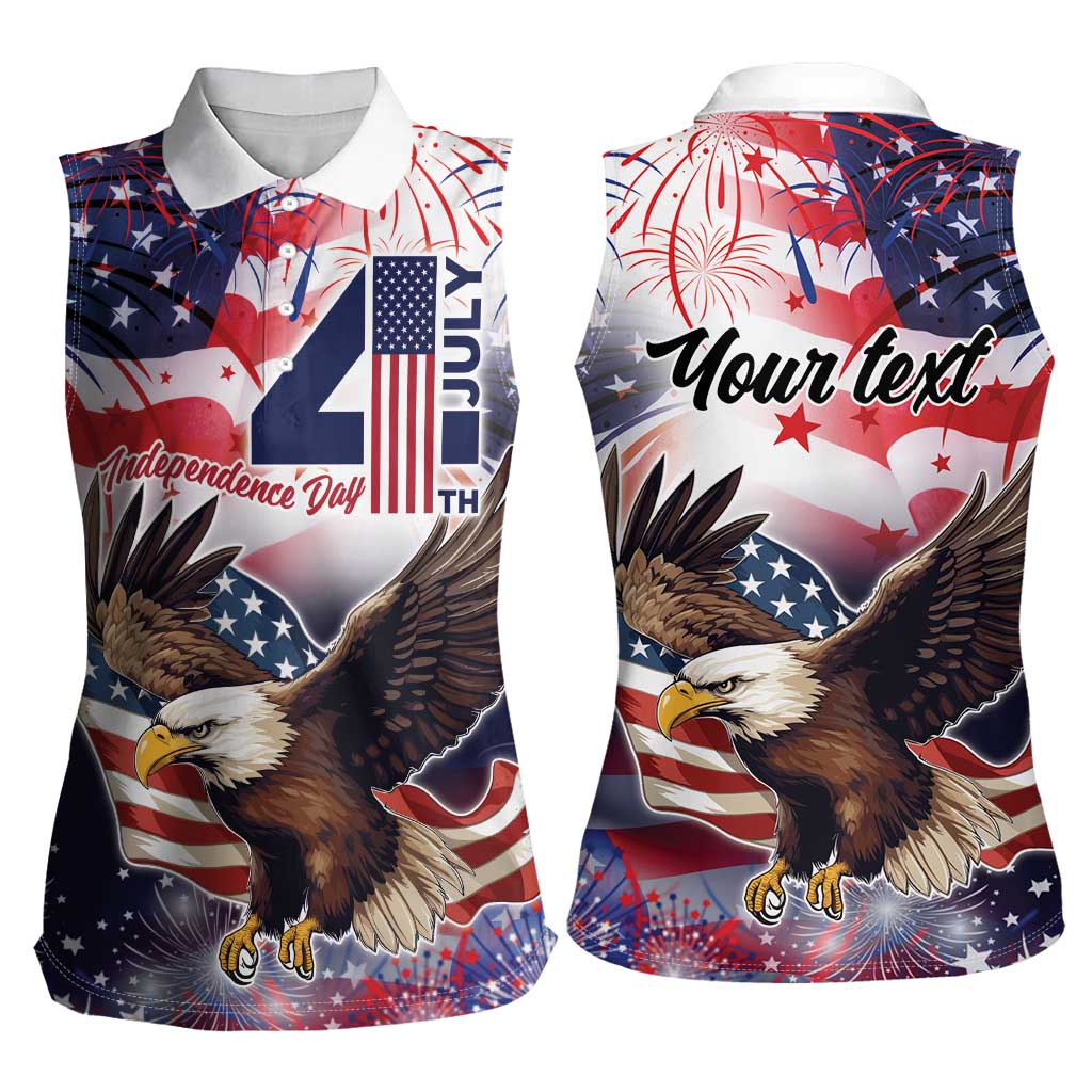 Personalized American Eagles 4th of July Women Sleeveless Polo Shirt USA Independence Day - Wonder Print Shop