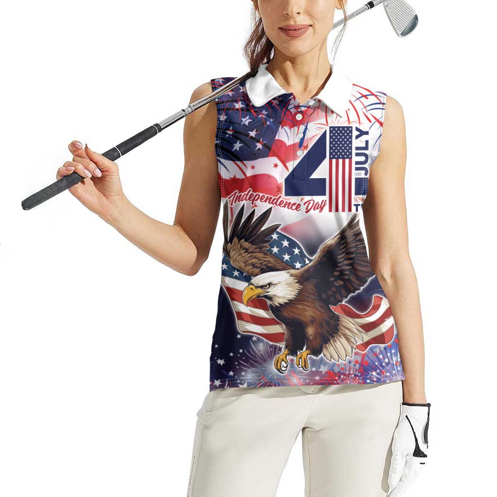 Personalized American Eagles 4th of July Women Sleeveless Polo Shirt USA Independence Day - Wonder Print Shop