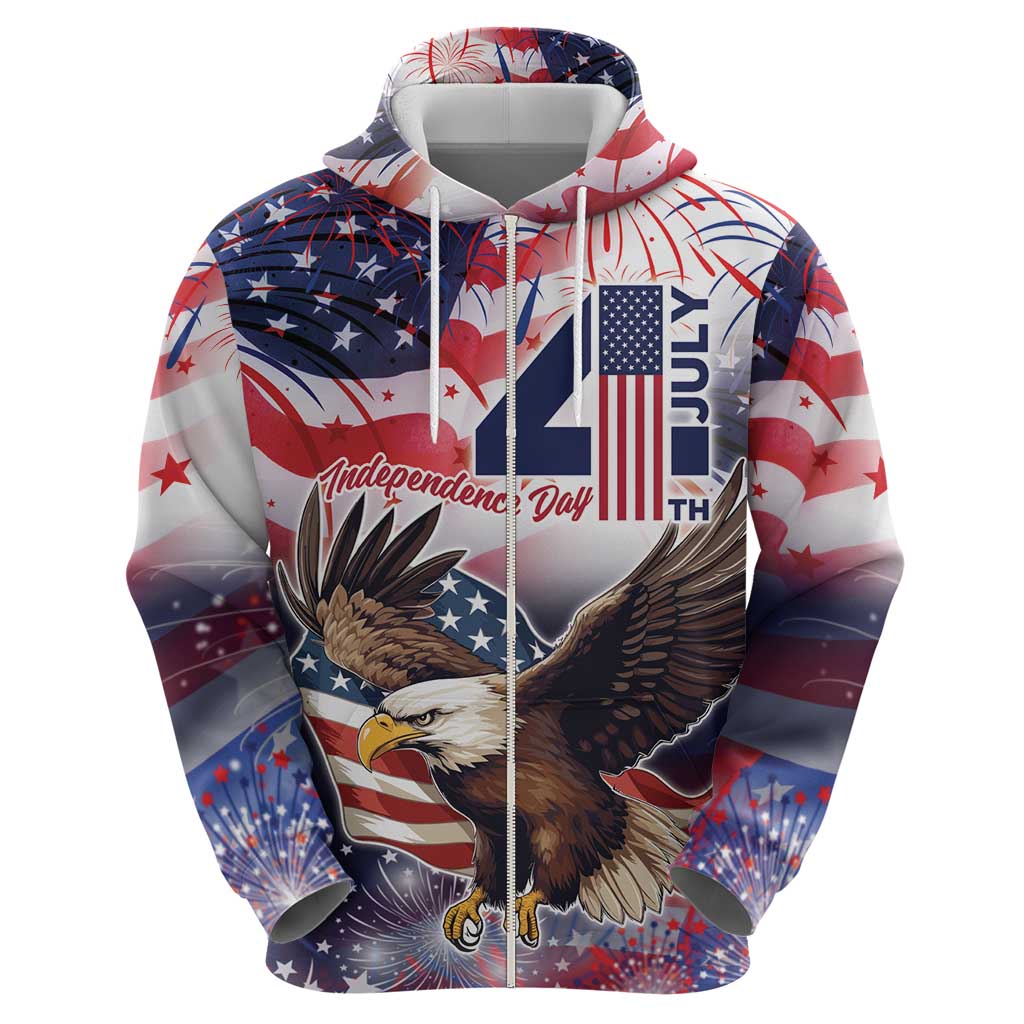 Personalized American Eagles 4th of July Zip Hoodie USA Independence Day - Wonder Print Shop