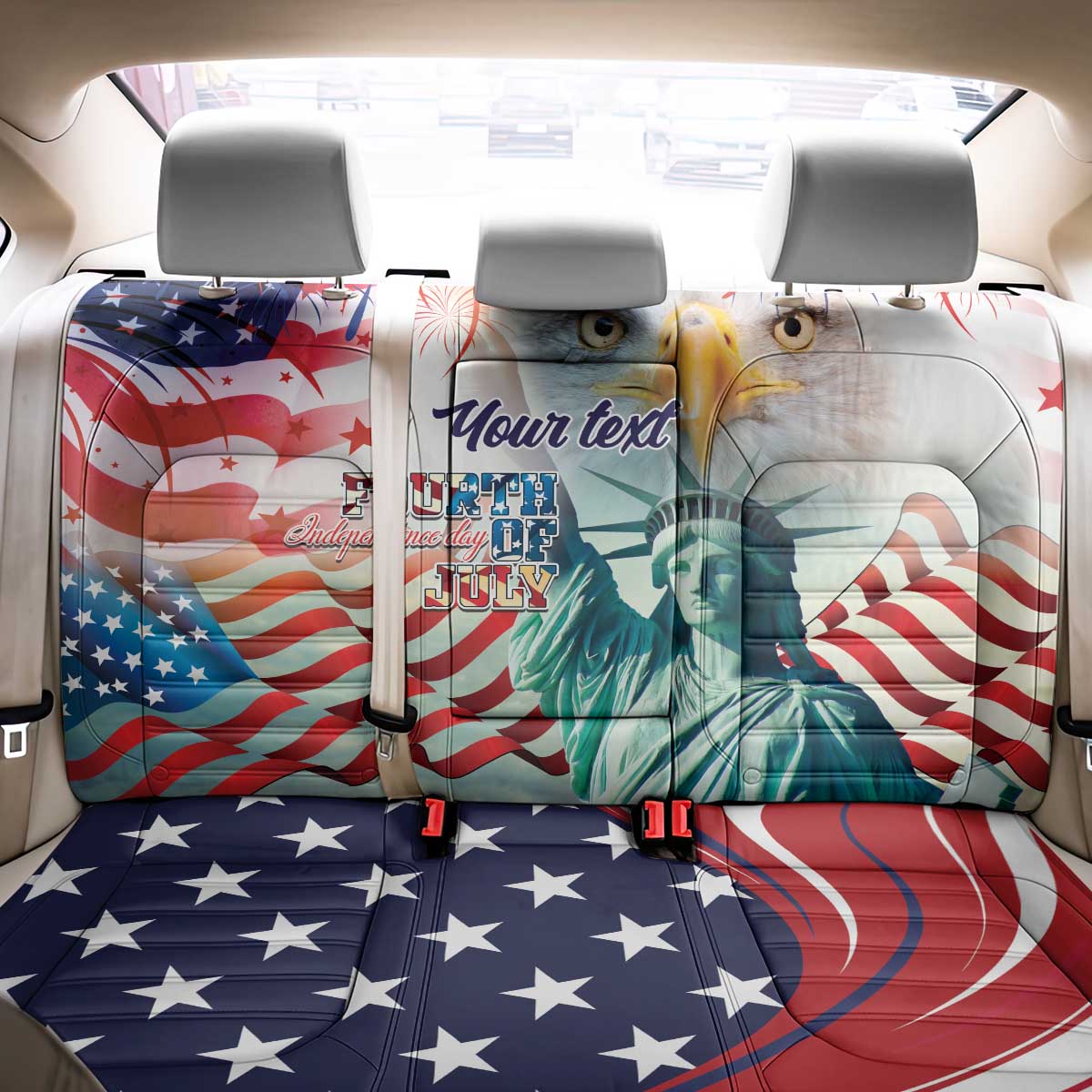 Personalized 4th of July USA Statue of Liberty Back Car Seat Cover Happy Independence Day LT9 - Wonder Print Shop