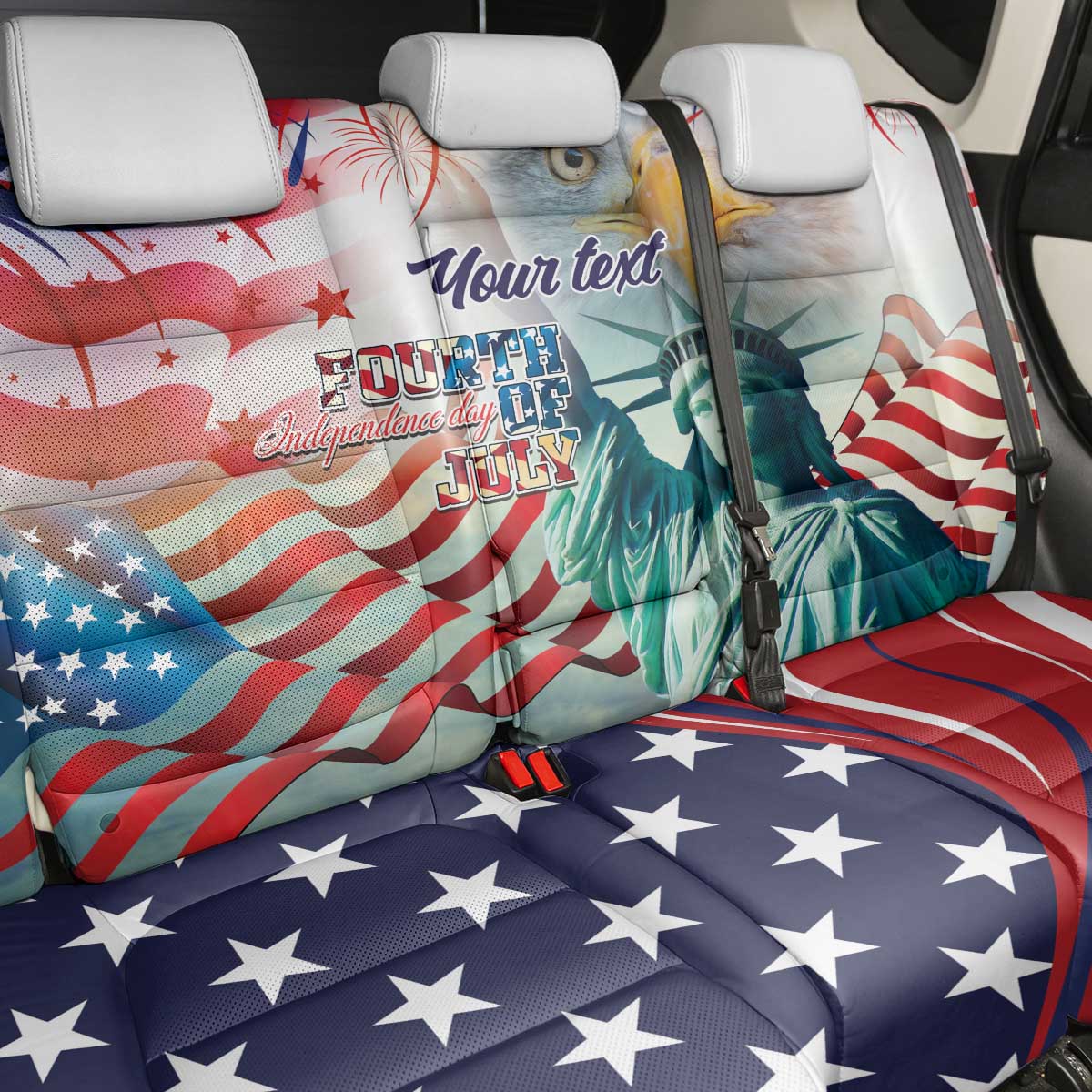 Personalized 4th of July USA Statue of Liberty Back Car Seat Cover Happy Independence Day LT9 - Wonder Print Shop